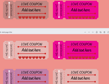 Load image into Gallery viewer, Customizable Love Coupons (Canva Pro Users Only), Printable Gifts
