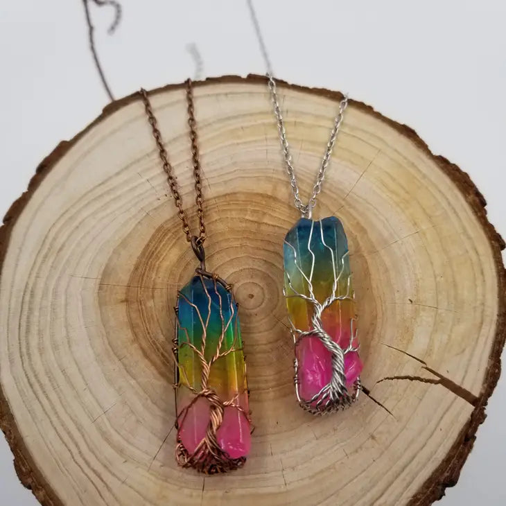Wired Rainbow Crystal Necklace