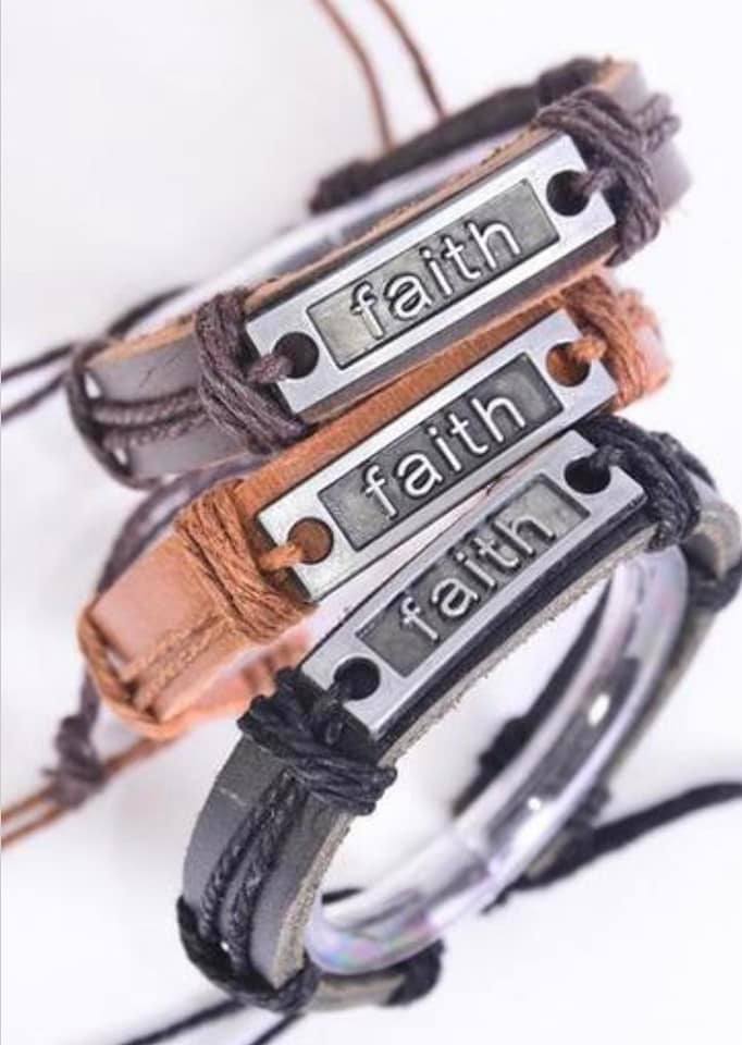 Faux Leather Faith Bracelet