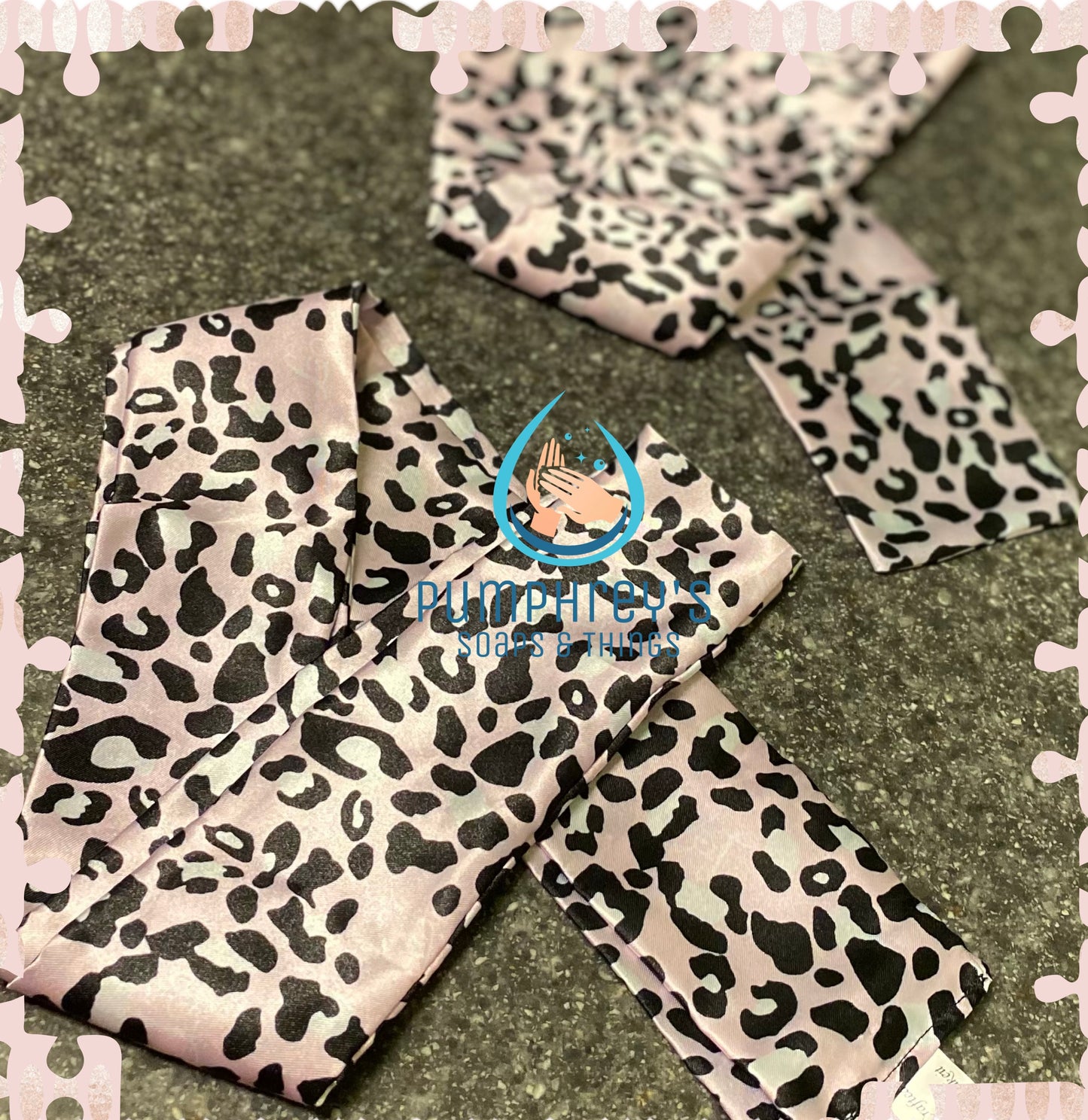 Pink Leopard Print Satin Edge Scarf