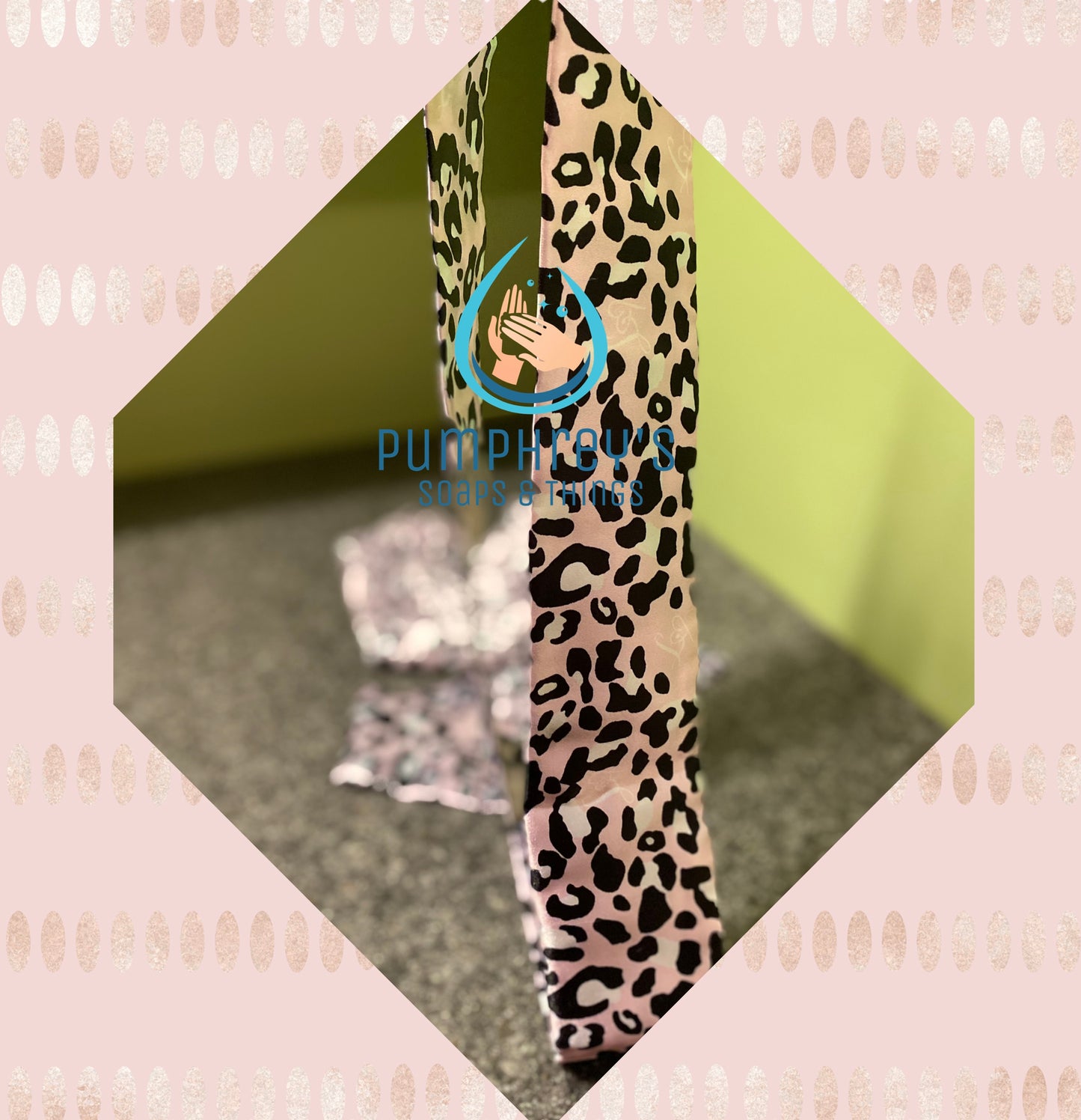 Pink Leopard Print Satin Edge Scarf