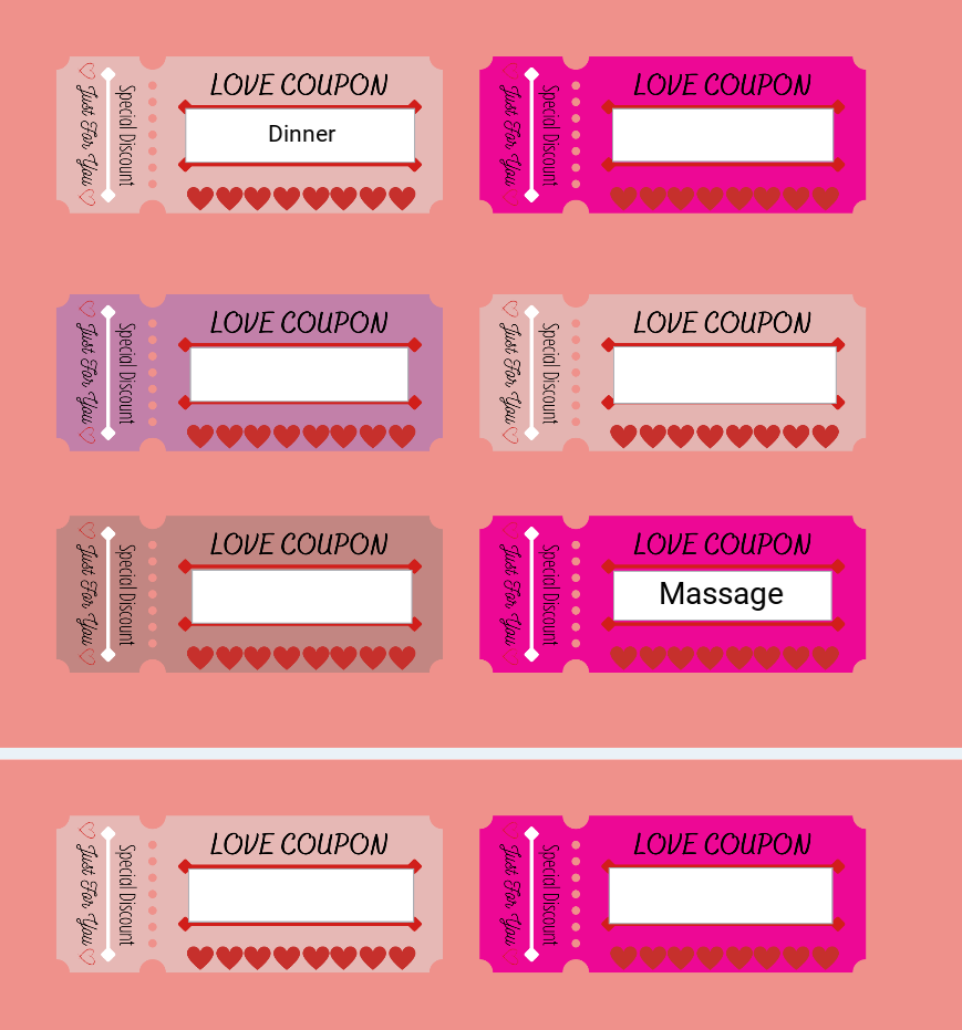 Customizable Love Coupons (Non-Canva Pro Edition), Printable Gifts