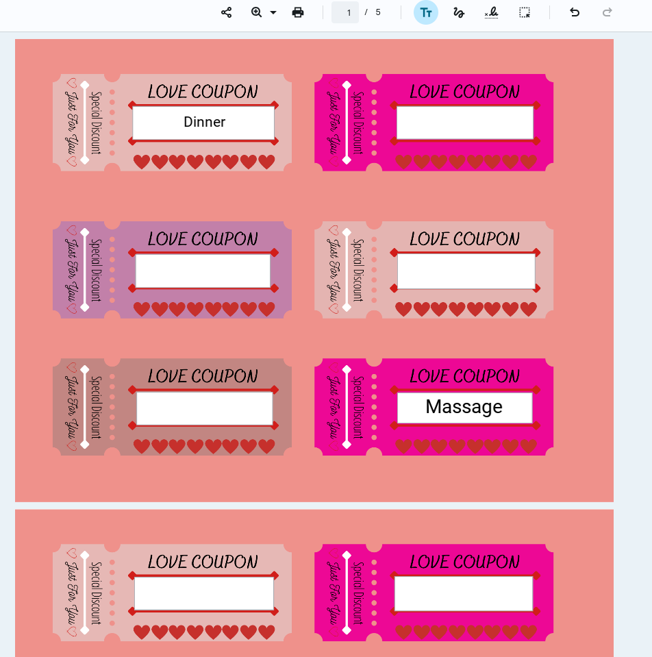 Customizable Love Coupons (Non-Canva Pro Edition), Printable Gifts