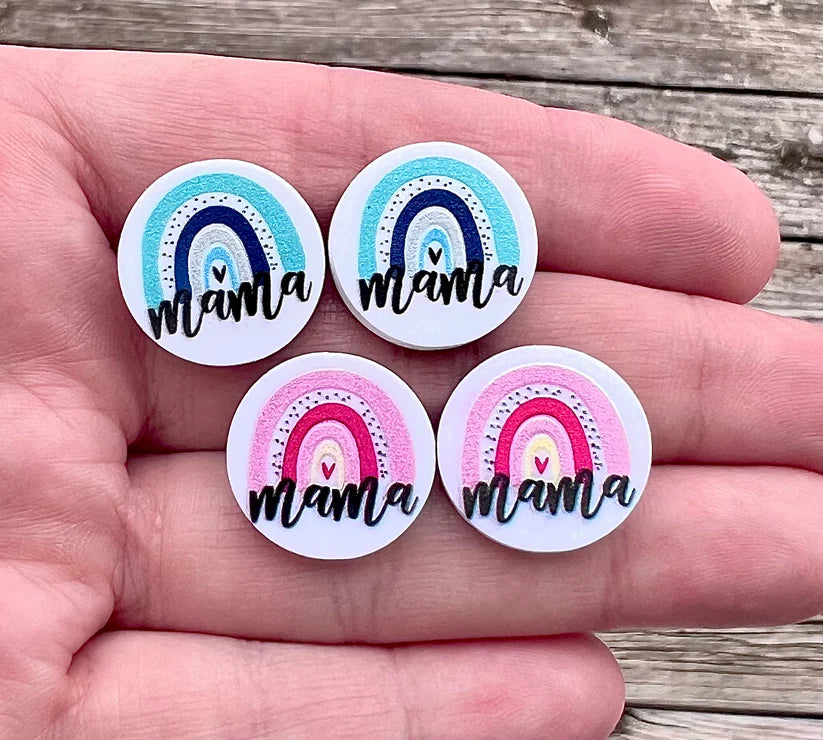 Mama Rainbow Stud Acrylic Earrings