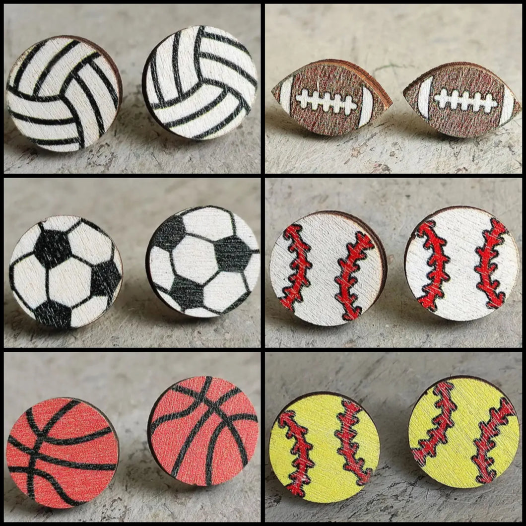 Sports Wooden Earrings