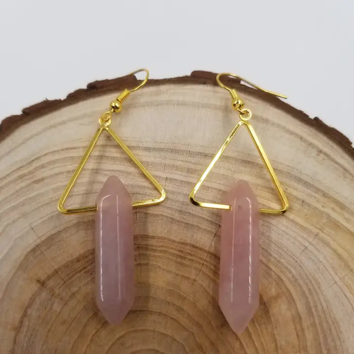 Triangular Quartz Natural Stone Earrings