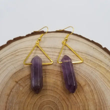 Load image into Gallery viewer, Triangular Quartz Natural Stone Earrings
