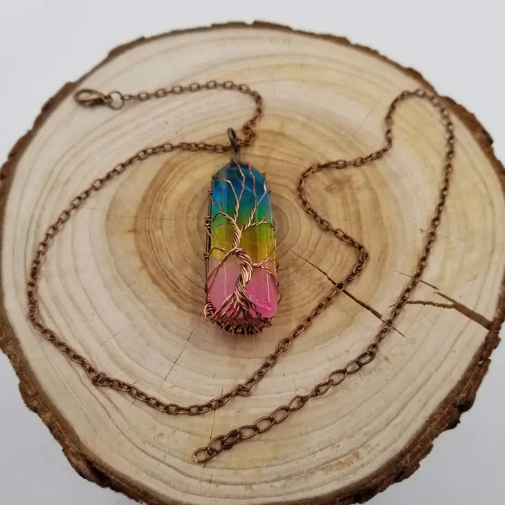 Wired Rainbow Crystal Necklace